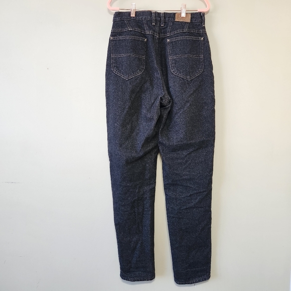 L.L. Bean Jeans L L Bean Black Flannel Lined Mom High Rise 0 Cotton